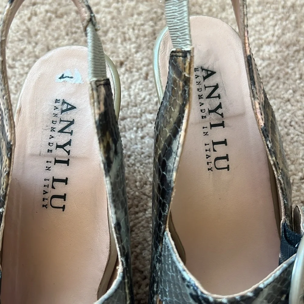 ANYI LU Snake Skin Ladies Leather Pump Heels
